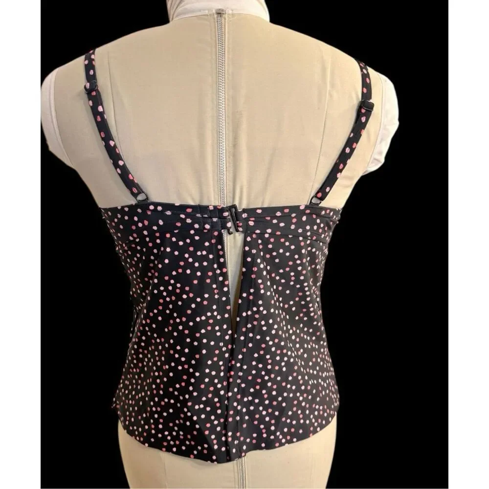 Maidenform Swim Ladies Polka Dot Tankini Bathing Suit Top 36D